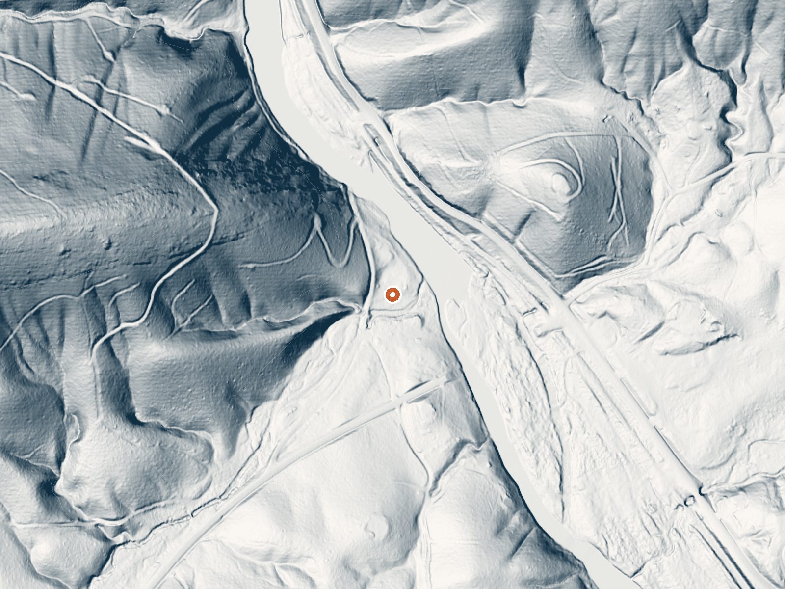 LiDAR bare-earth view of the same ground around Caddo Gap Springs