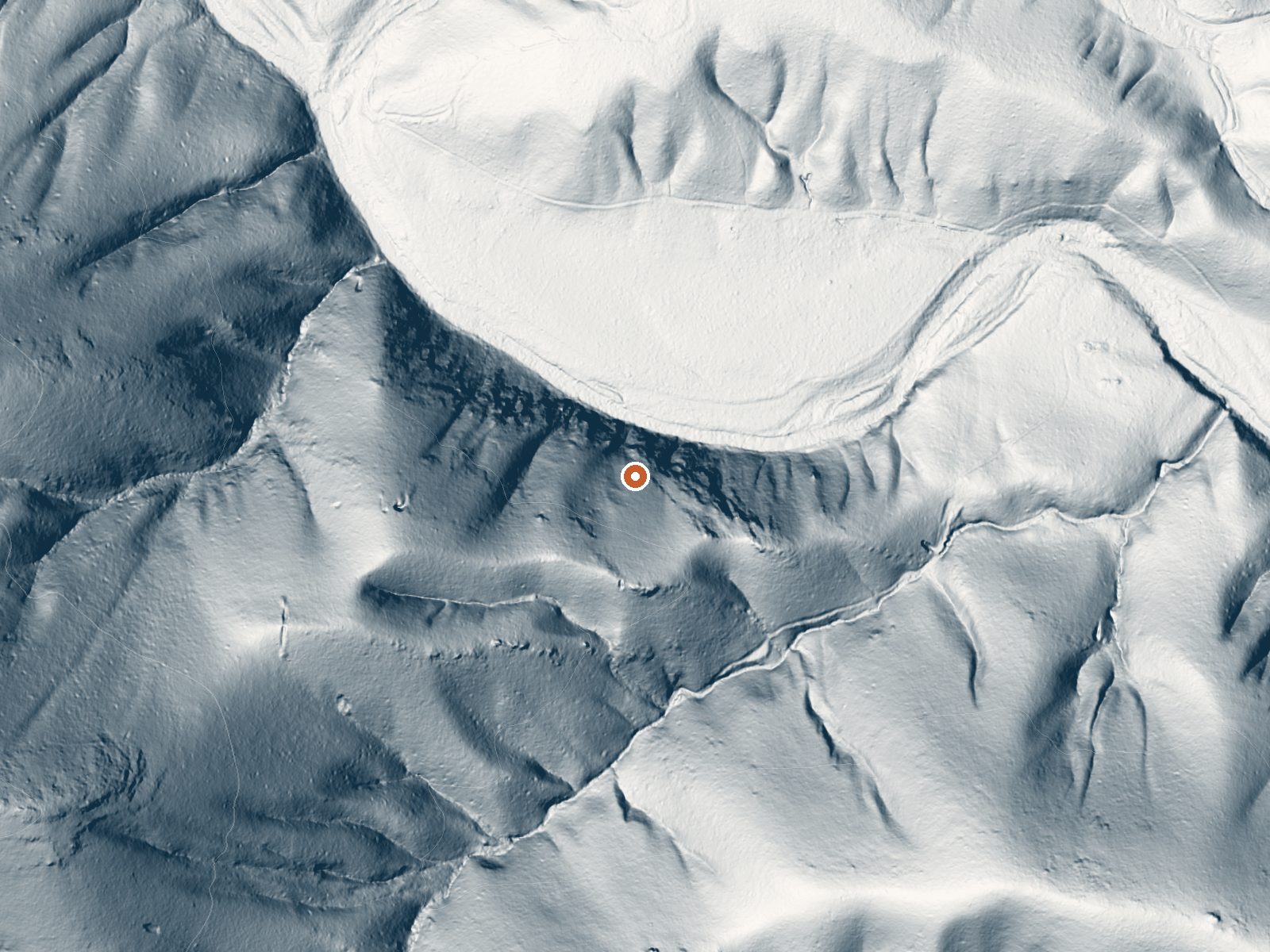 LiDAR bare-earth view of the same ground around Spring On Little Missouri River