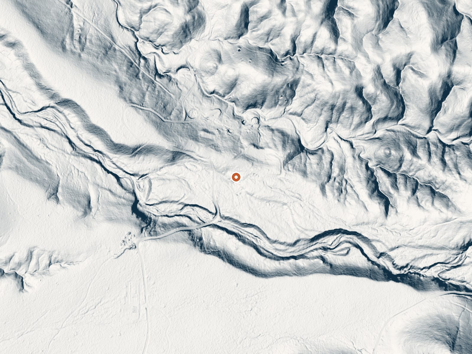 LiDAR bare-earth view of the same ground around Agua Caliente Spring