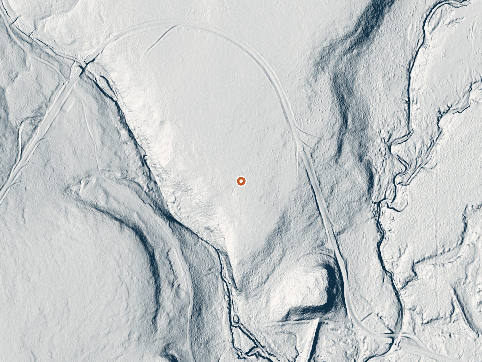 LiDAR bare-earth view of the same ground around Astin Spring