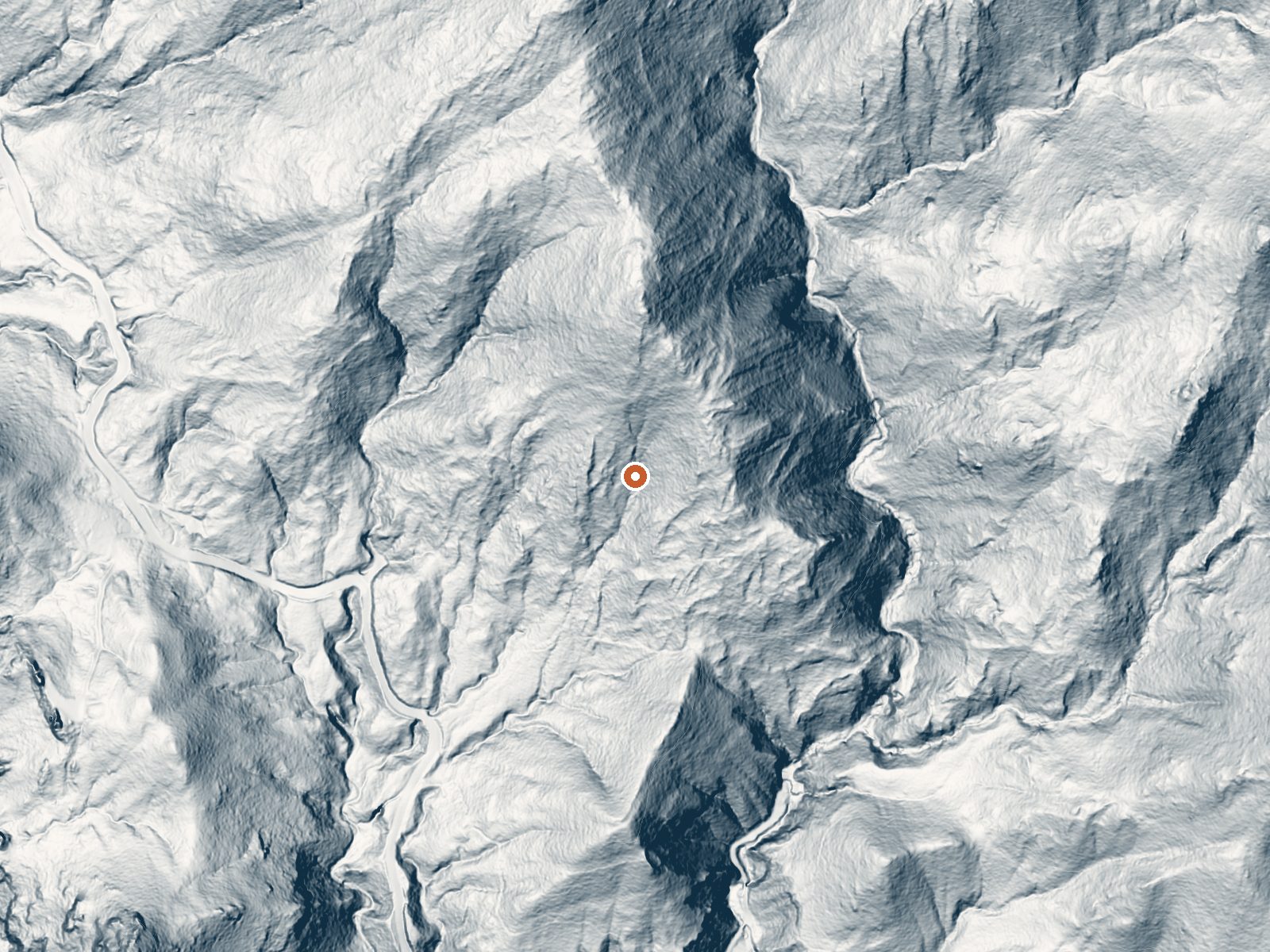 LiDAR bare-earth view of the same ground around Castle Hot Springs