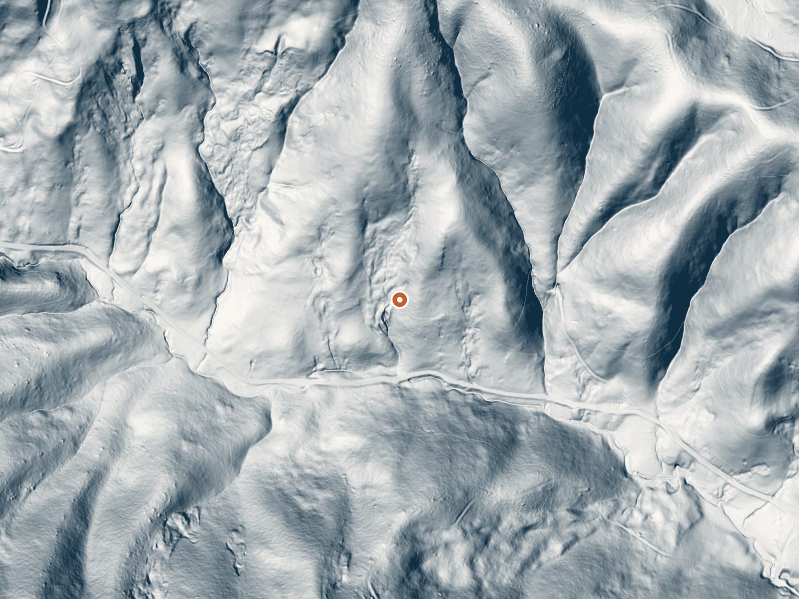 LiDAR bare-earth view of the same ground around Davis Soda Spring