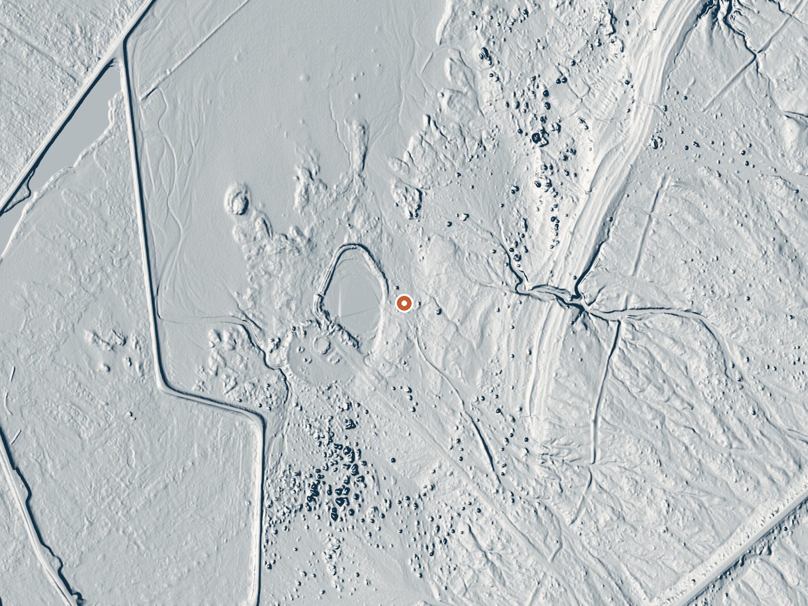 LiDAR bare-earth view of the same ground around Dirty Socks Hot Spring
