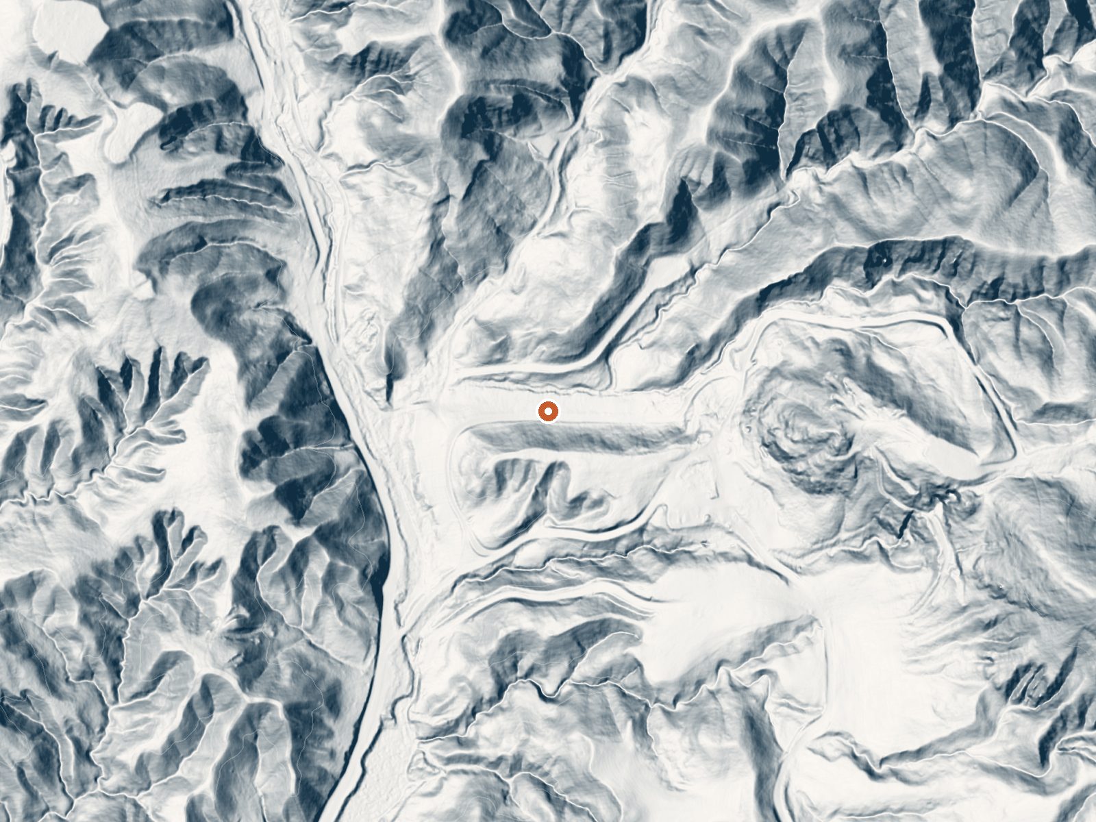 LiDAR bare-earth view of the same ground around Eden Hot Springs