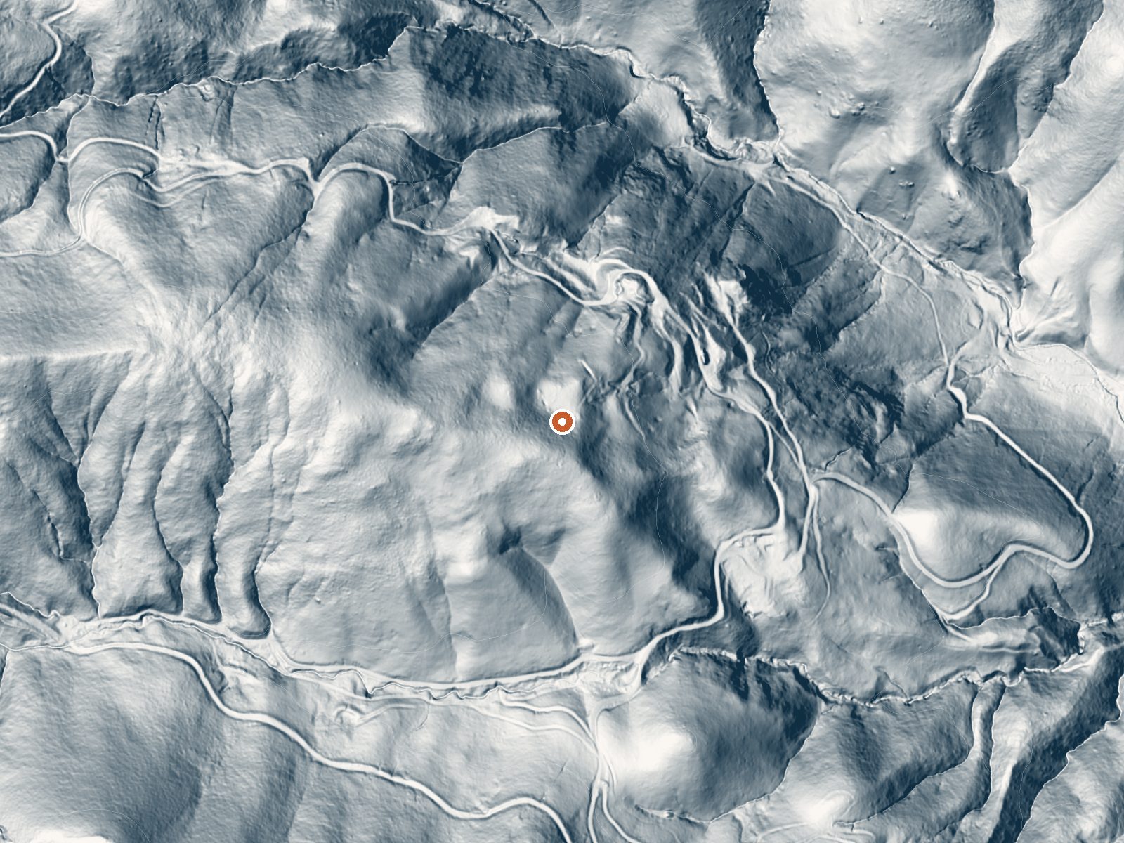 LiDAR bare-earth view of the same ground around Elgin Mine