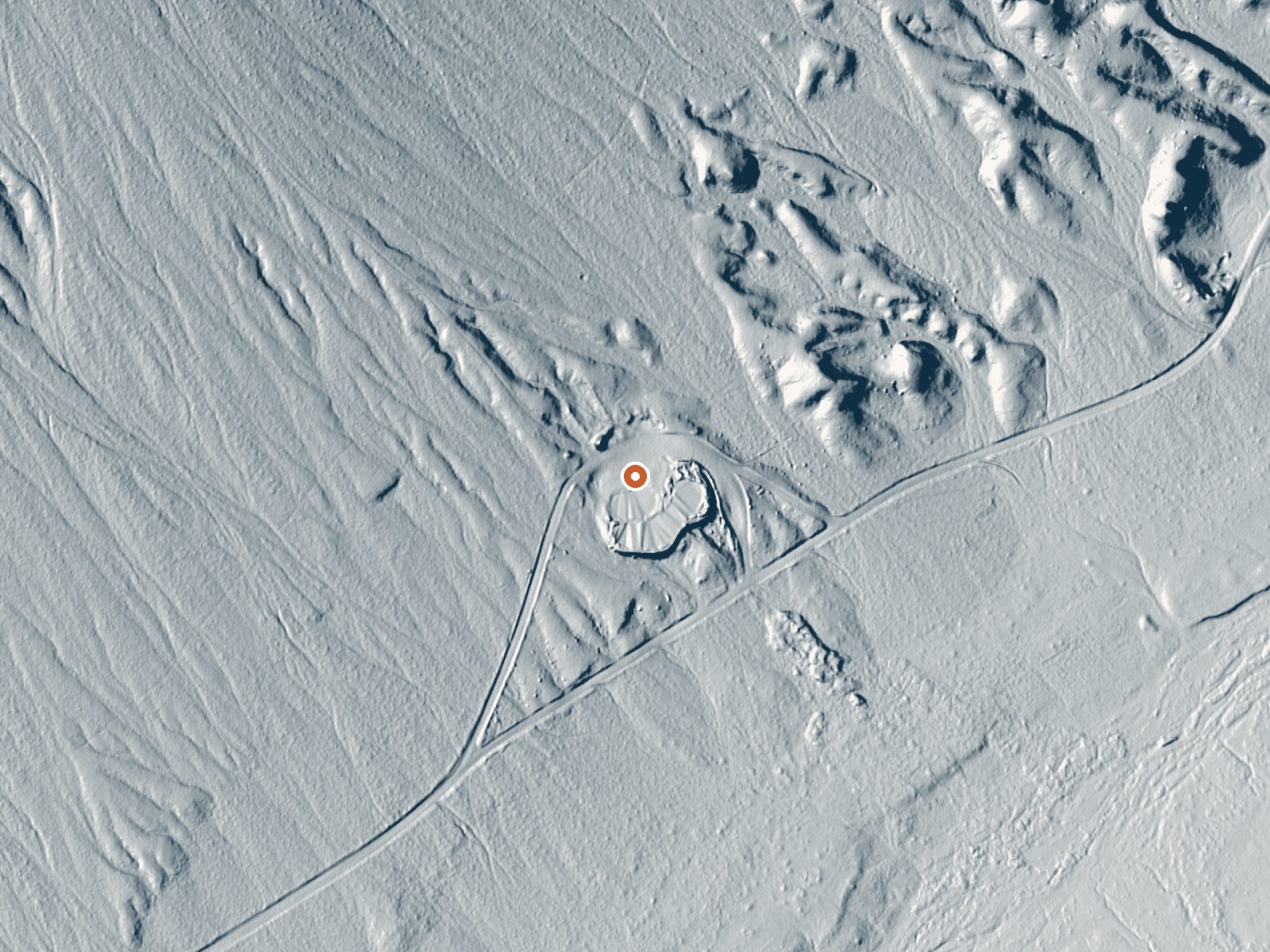 LiDAR bare-earth view of the same ground around Fish Lake Valley Hot Well