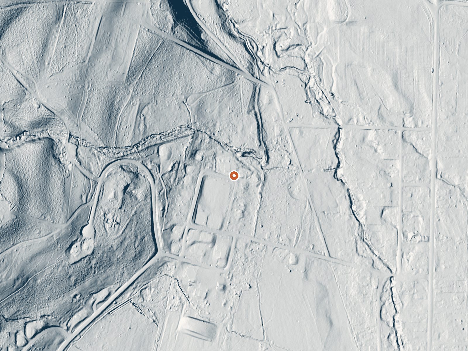 LiDAR bare-earth view of the same ground around Fort Bidwell Hot Spring