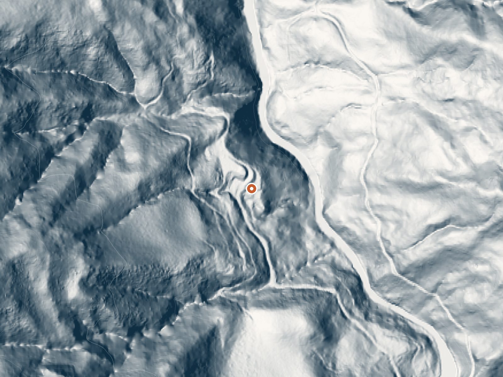 LiDAR bare-earth view of the same ground around Gilroy Hot Springs