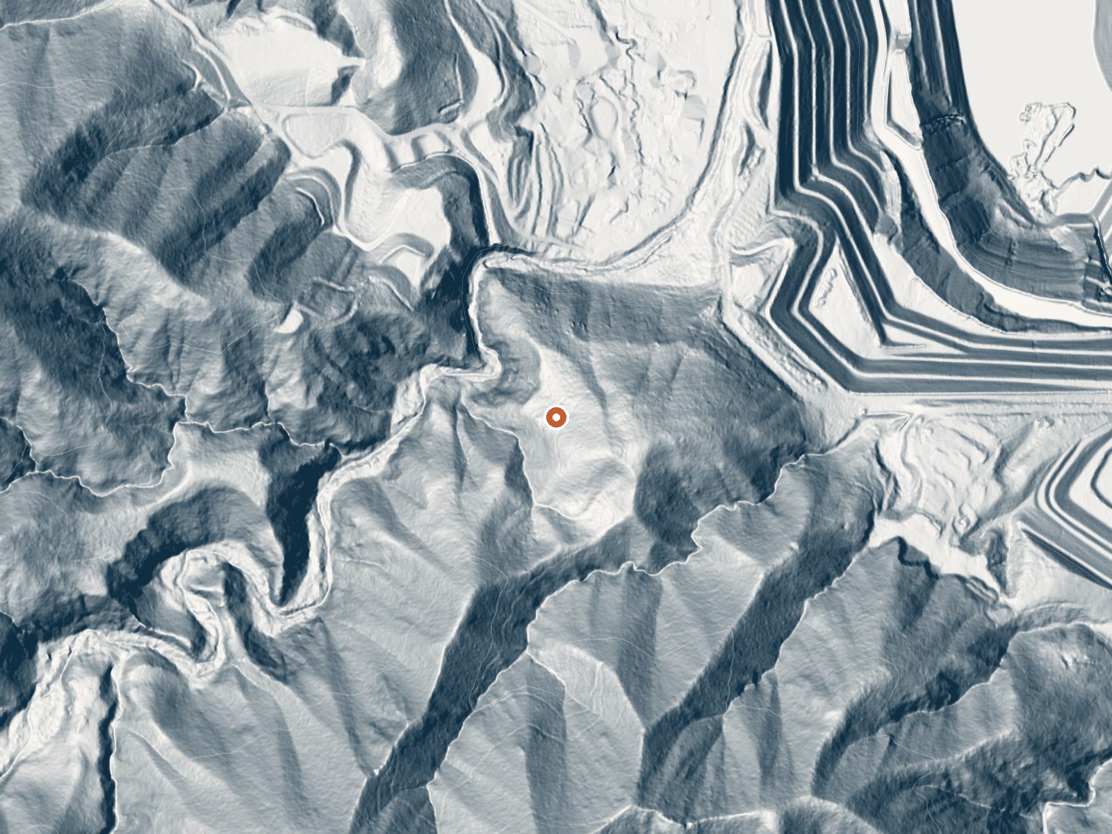 LiDAR bare-earth view of the same ground around Glen Ivy Hot Springs