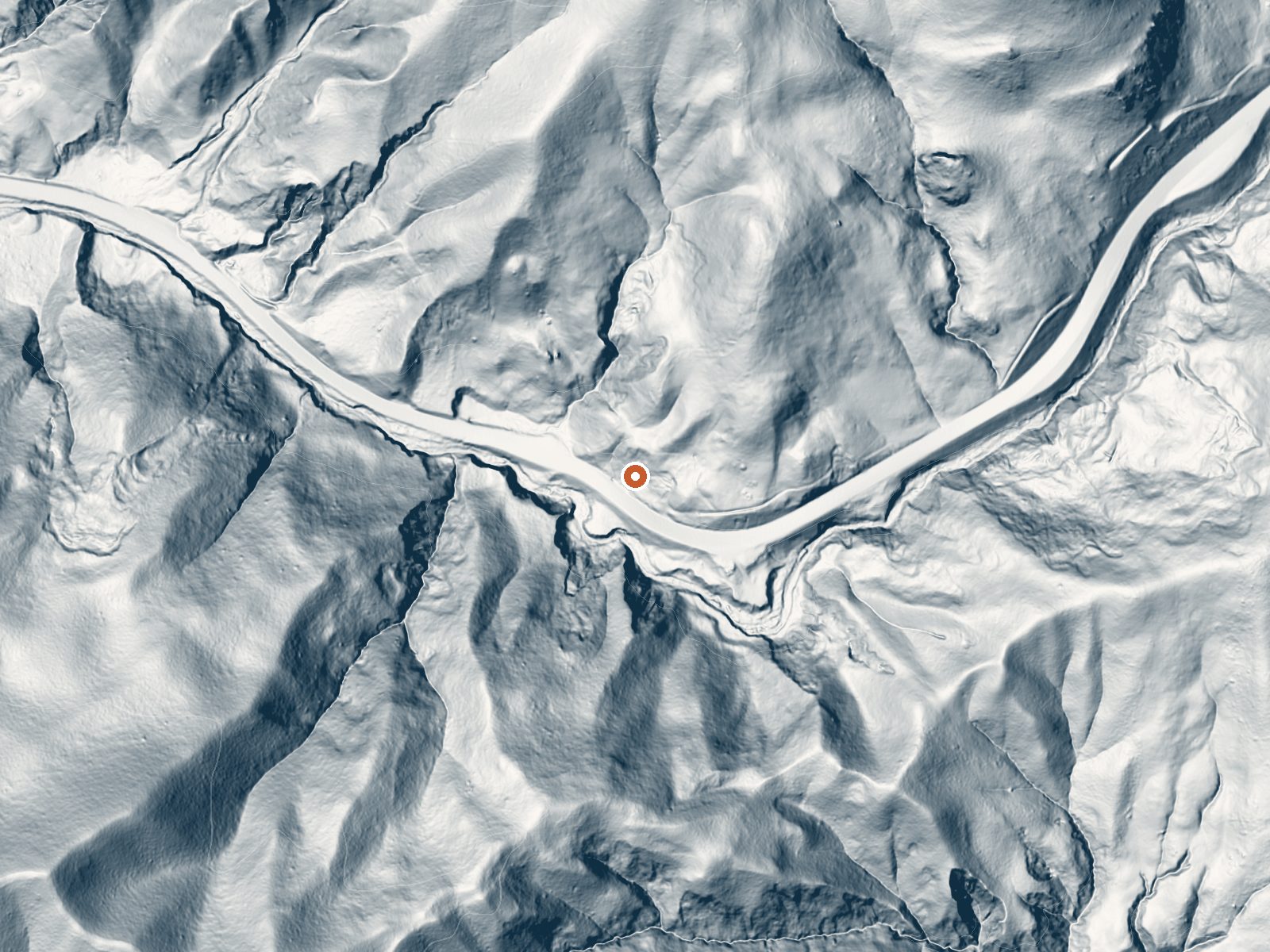LiDAR bare-earth view of the same ground around Grizzly Spring