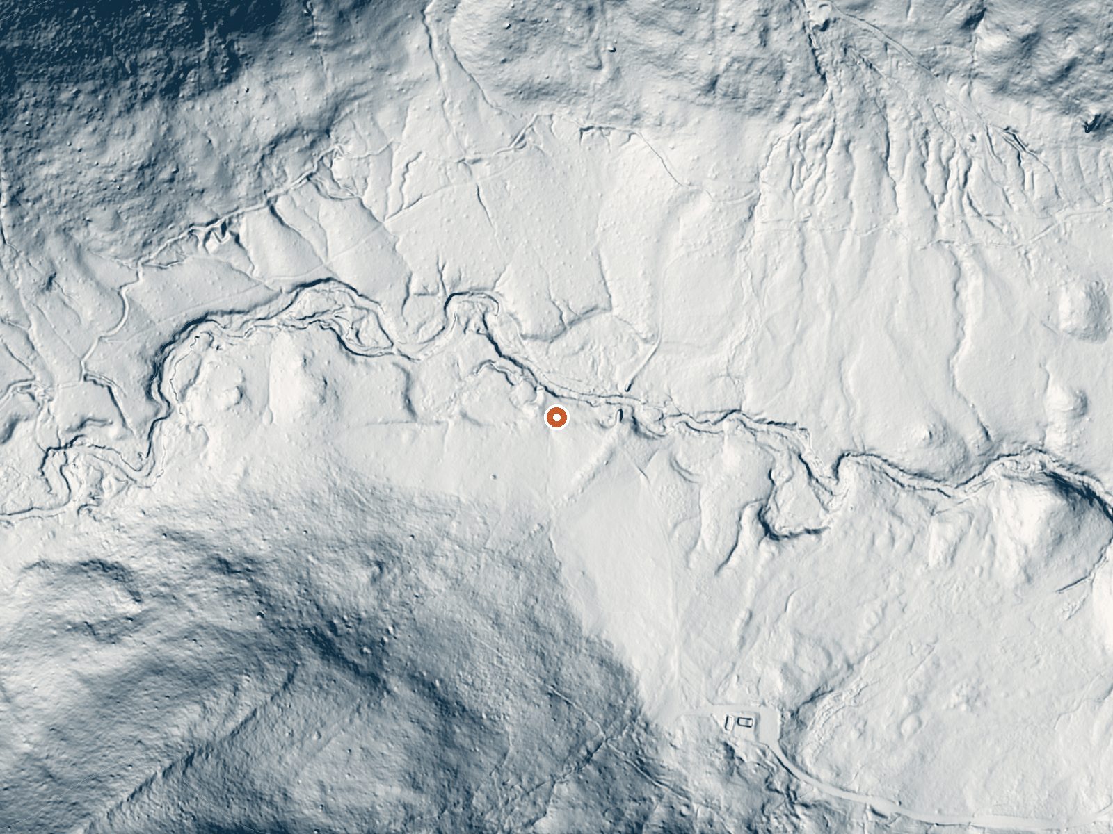 LiDAR bare-earth view of the same ground around Grovers Hot Springs