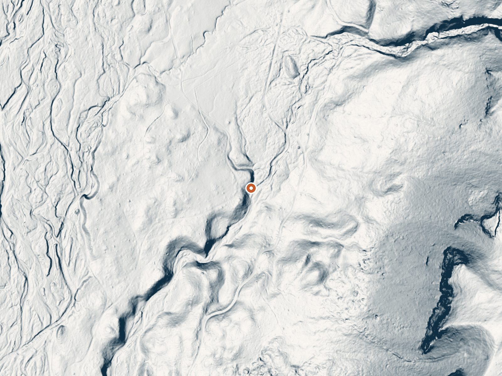 LiDAR bare-earth view of the same ground around Growler Hot Spring