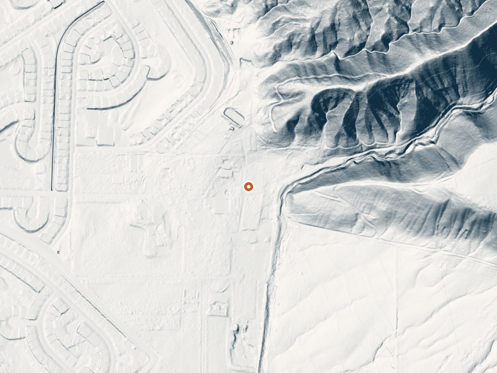 LiDAR bare-earth view of the same ground around Highland Springs