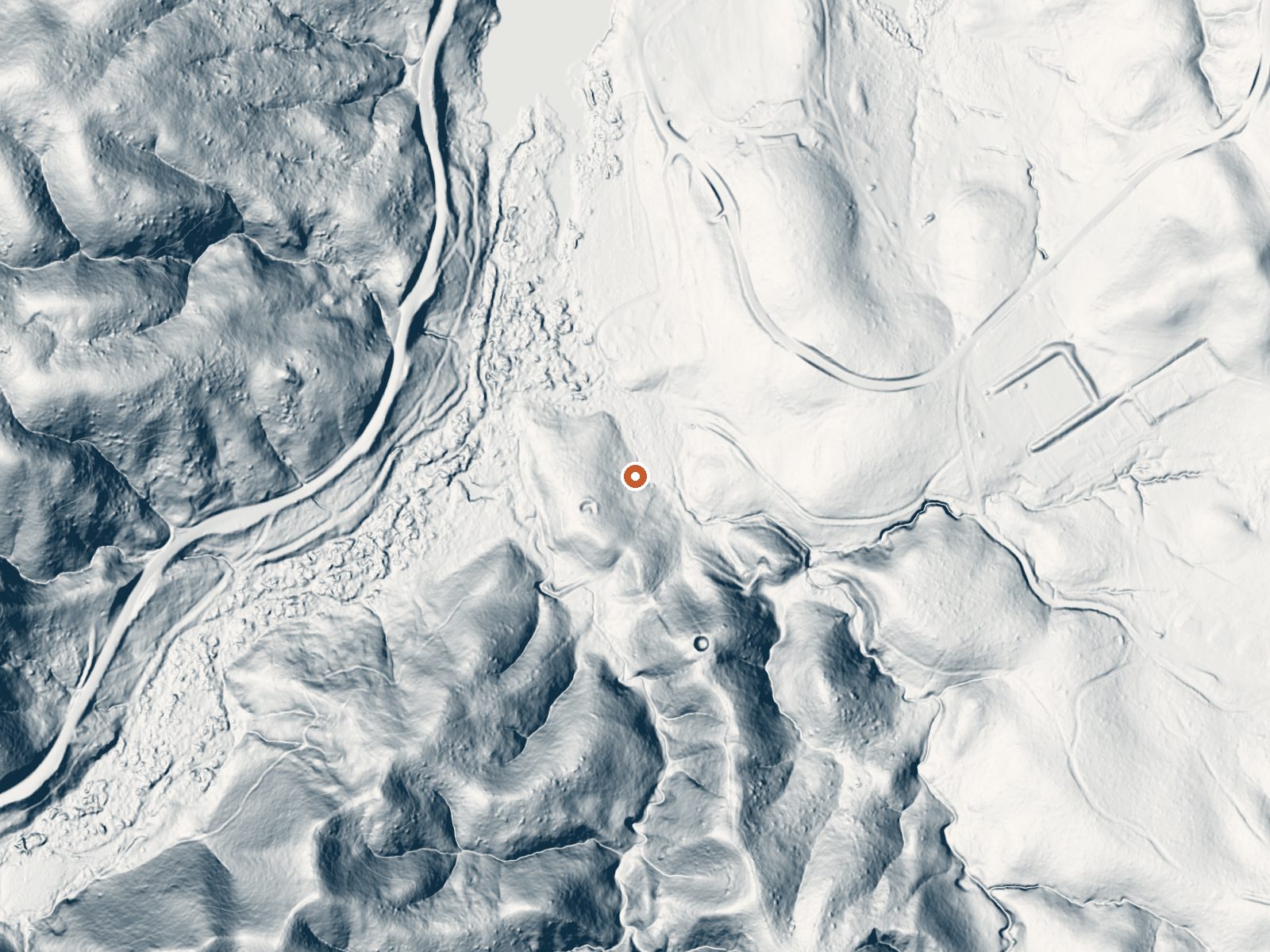 LiDAR bare-earth view of the same ground around Highland Springs