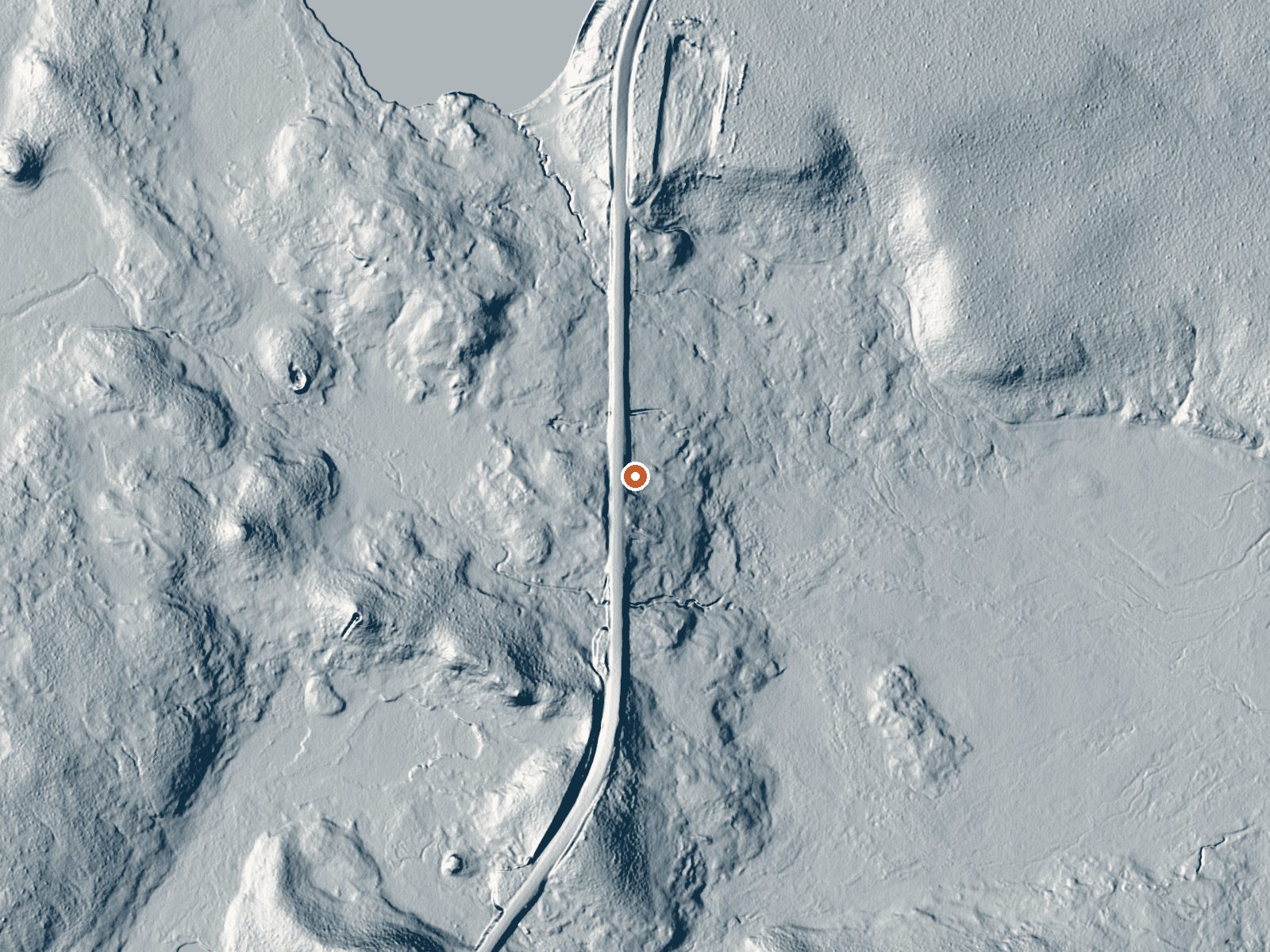 LiDAR bare-earth view of the same ground around Hilltop Hot Spring