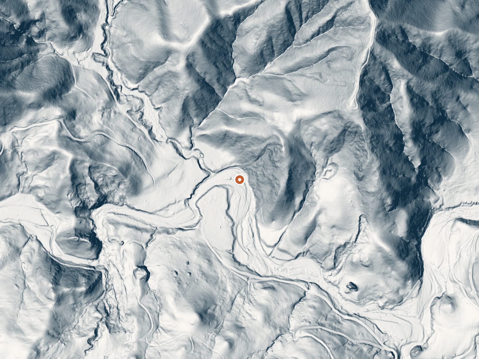 LiDAR bare-earth view of the same ground around Hoods Hot Springs