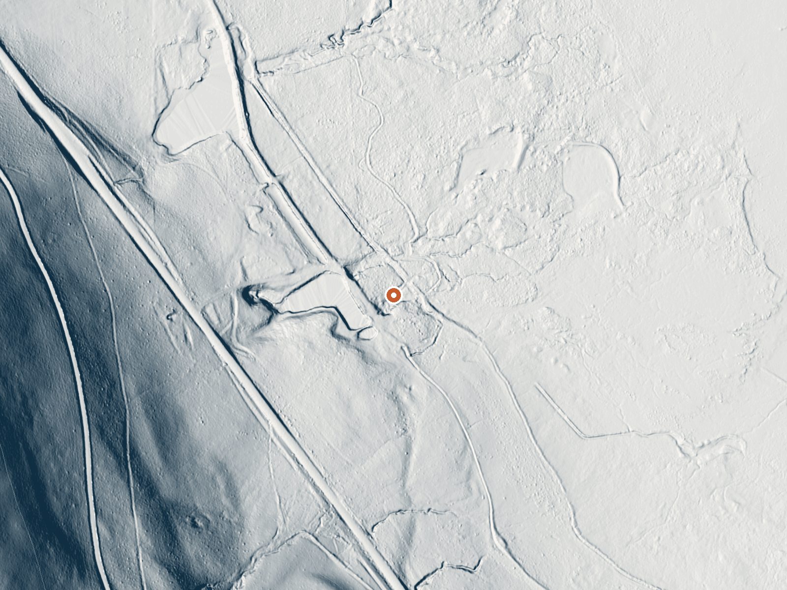 LiDAR bare-earth view of the same ground around Hot Springs (Menlo Baths)
