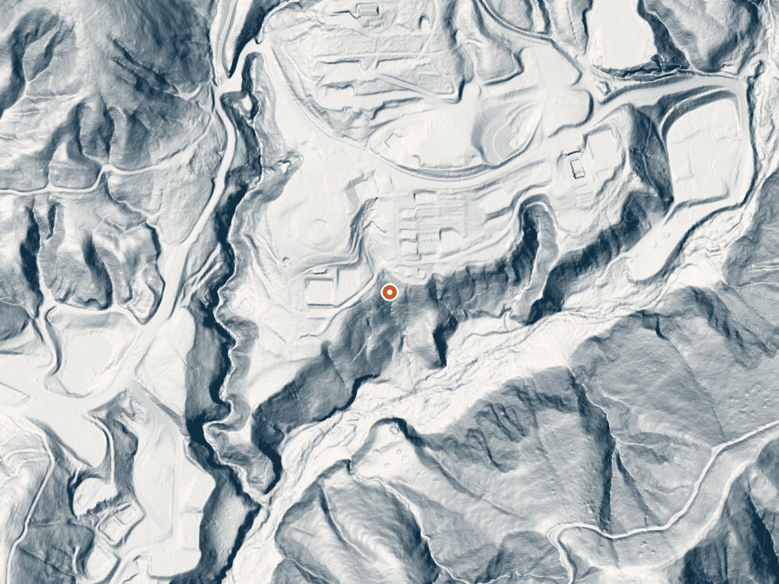 LiDAR bare-earth view of the same ground around Arrowhead Springs, Waterman Hot Spr