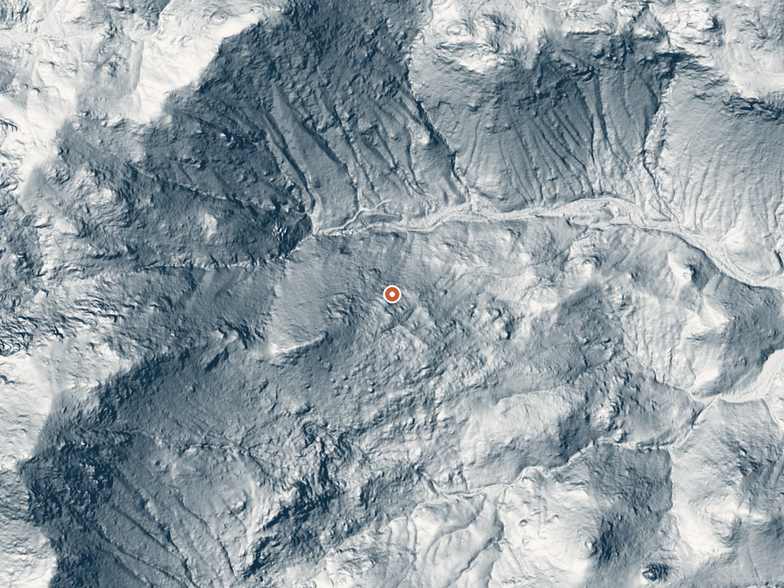 LiDAR bare-earth view of the same ground around Bainter Spring