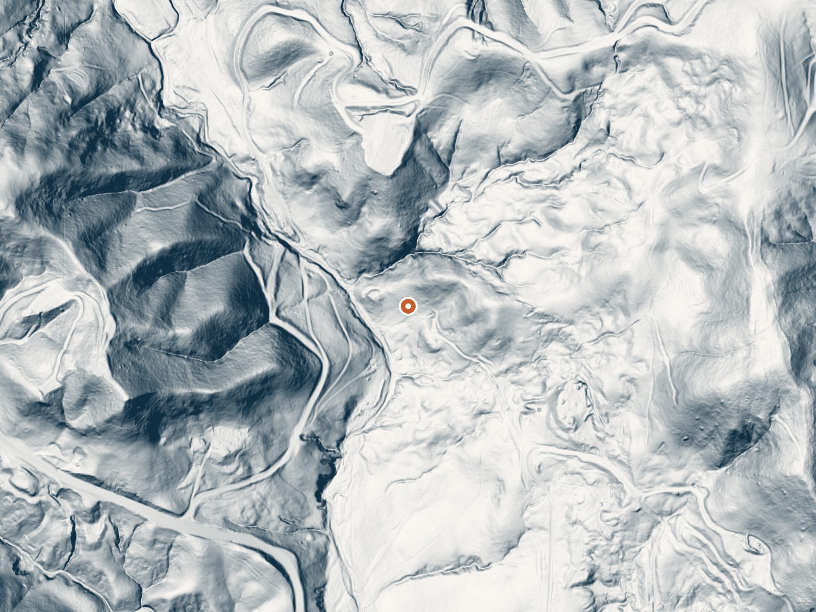 LiDAR bare-earth view of the same ground around Baker Soda Spring