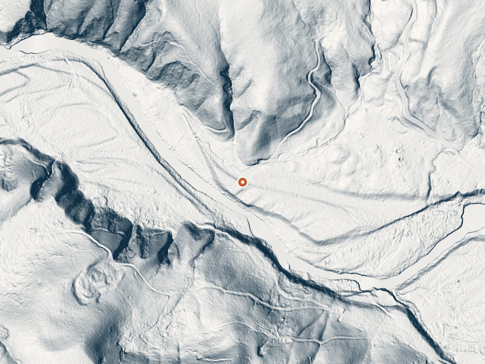 LiDAR bare-earth view of the same ground around Big Bend Hot Springs