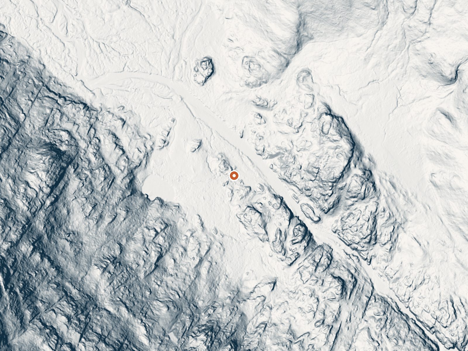 LiDAR bare-earth view of the same ground around Blaney Meadows Hot Springs