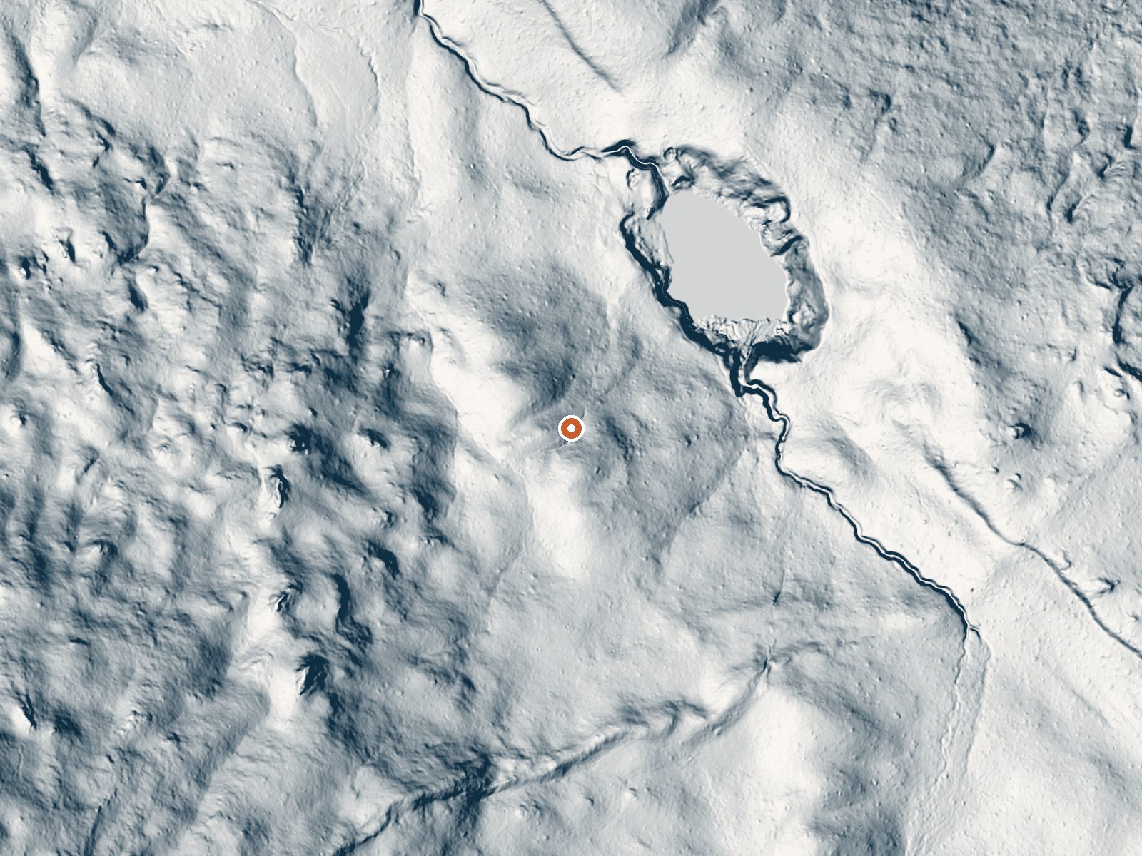 LiDAR bare-earth view of the same ground around Boiling Springs Lake
