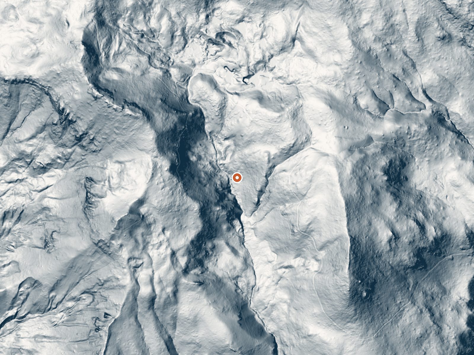 LiDAR bare-earth view of the same ground around Bumpass Hell
