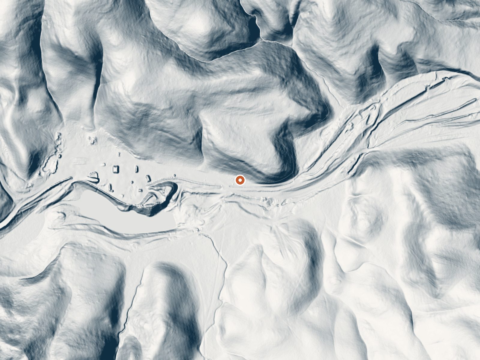 LiDAR bare-earth view of the same ground around Cameta Warm Spring