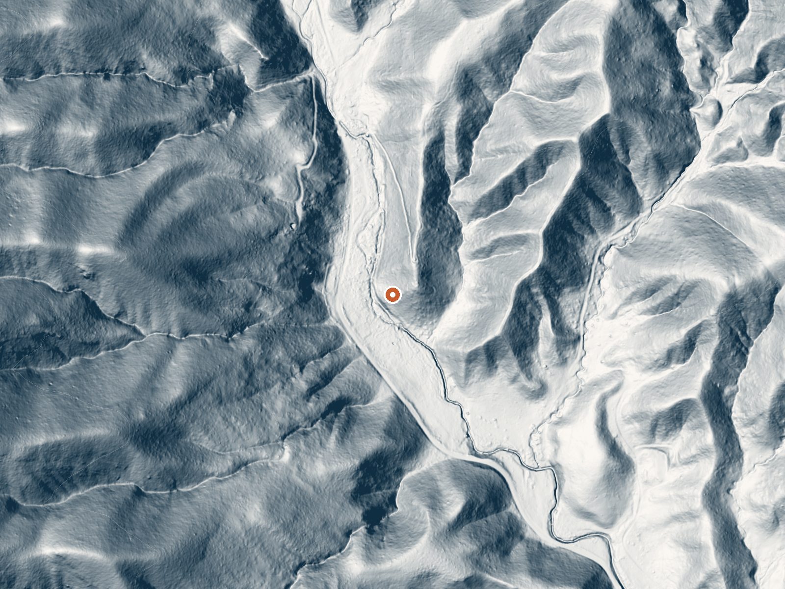 LiDAR bare-earth view of the same ground around Coalinga Mineral Springs