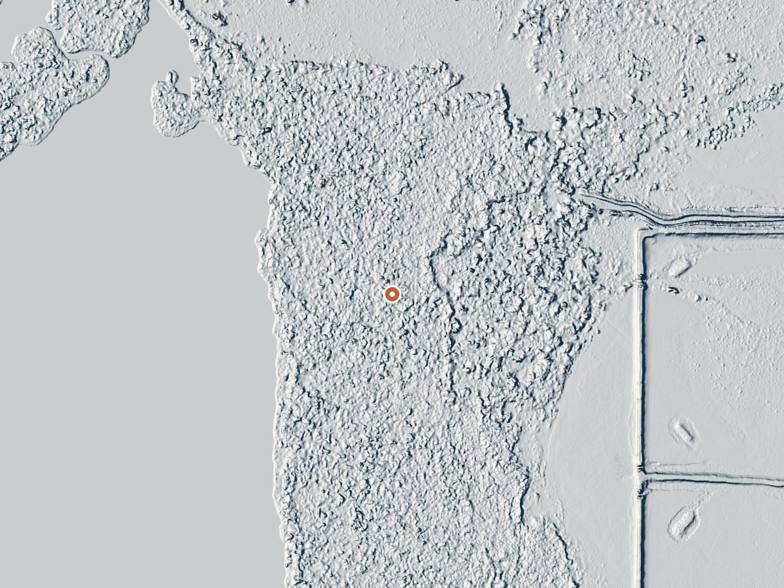 LiDAR bare-earth view of the same ground around Mud Pots