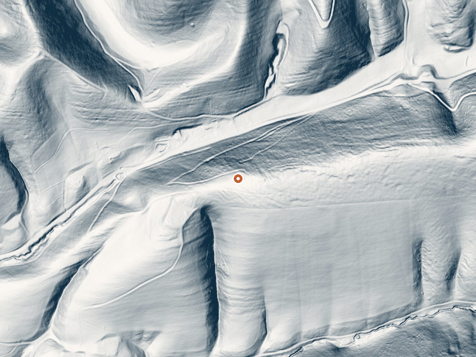 LiDAR bare-earth view of the same ground around Newsom Springs