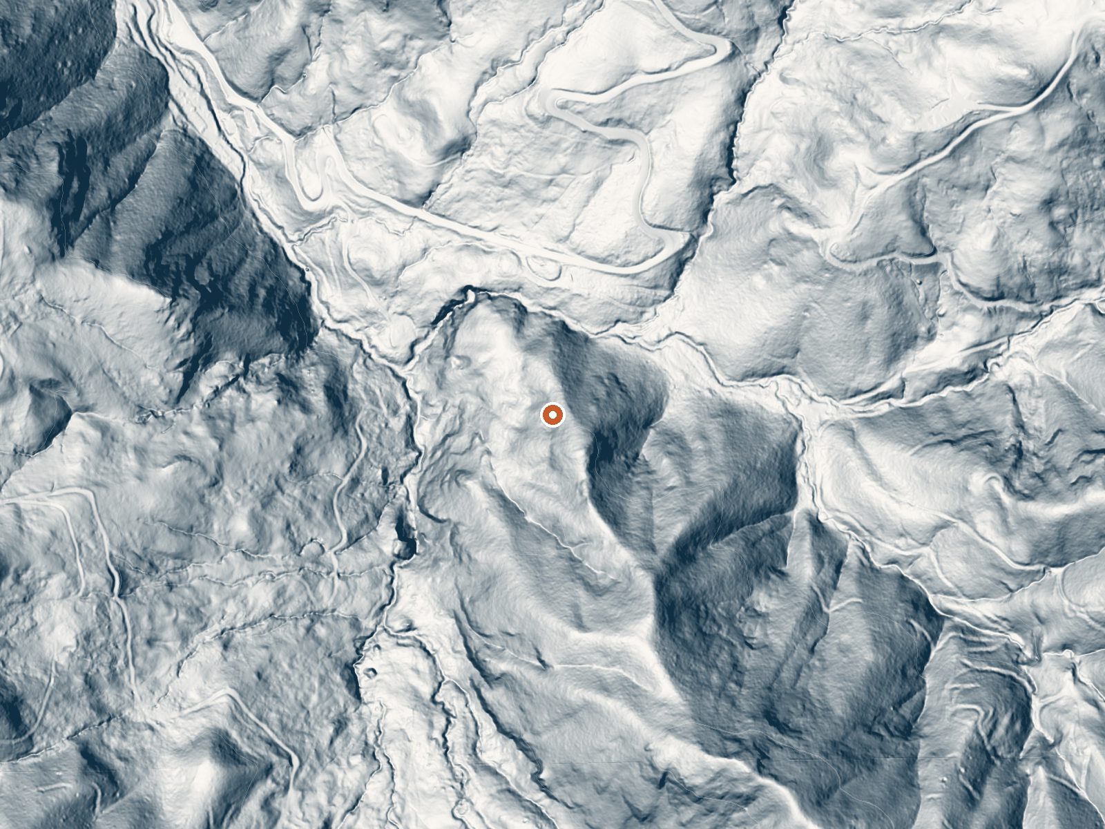 LiDAR bare-earth view of the same ground around Orrs Springs