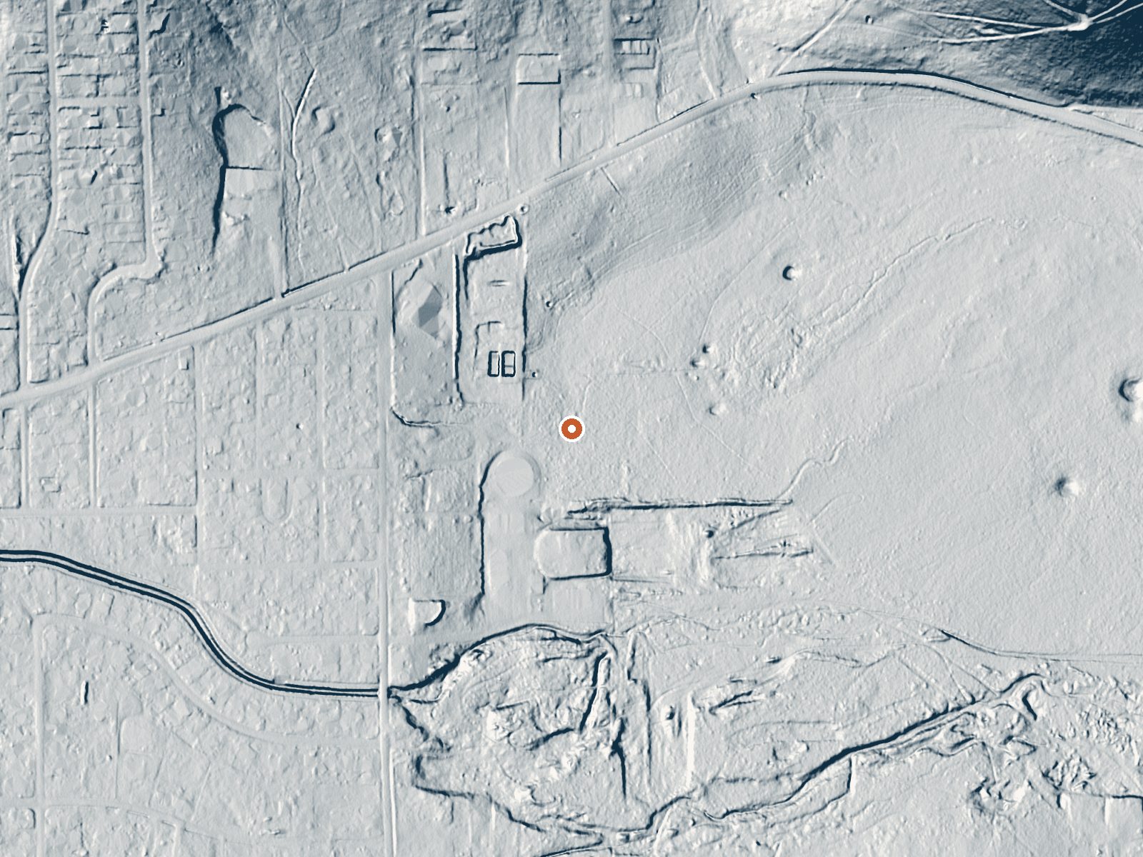 LiDAR bare-earth view of the same ground around Pan Hot Springs