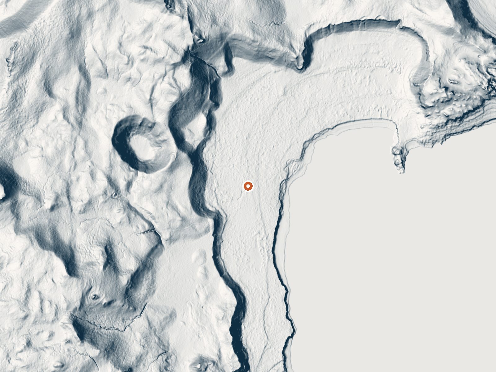 LiDAR bare-earth view of the same ground around Paoha Island Springs