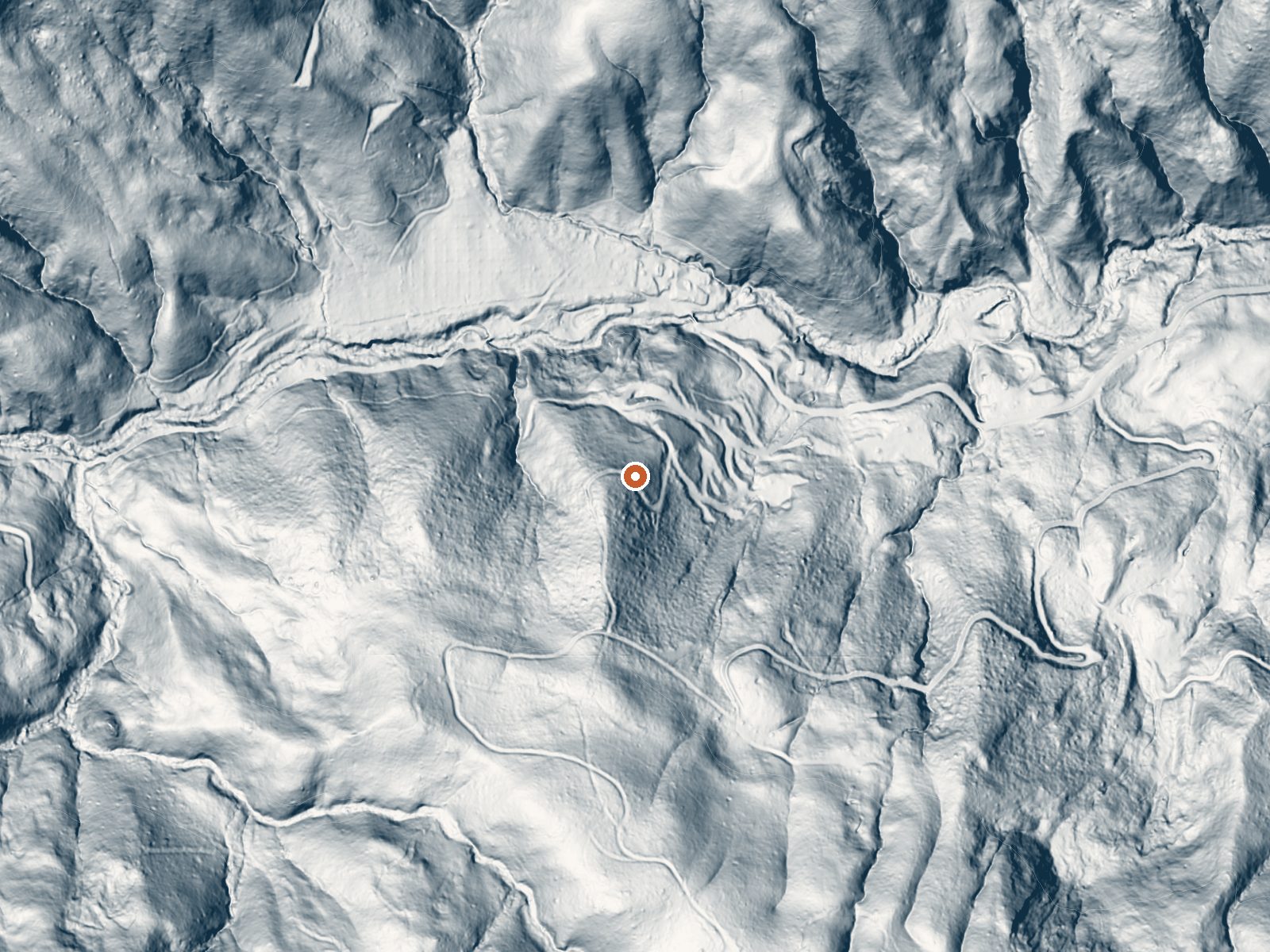 LiDAR bare-earth view of the same ground around Pine Cone Spring