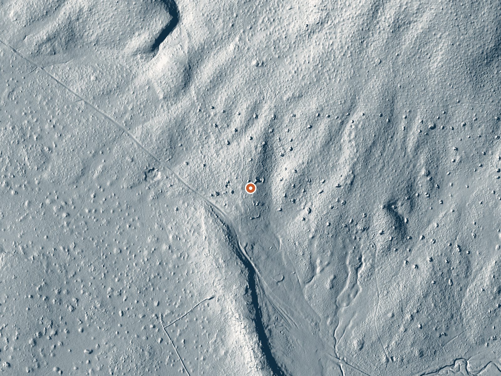 LiDAR bare-earth view of the same ground around Pothole Spring