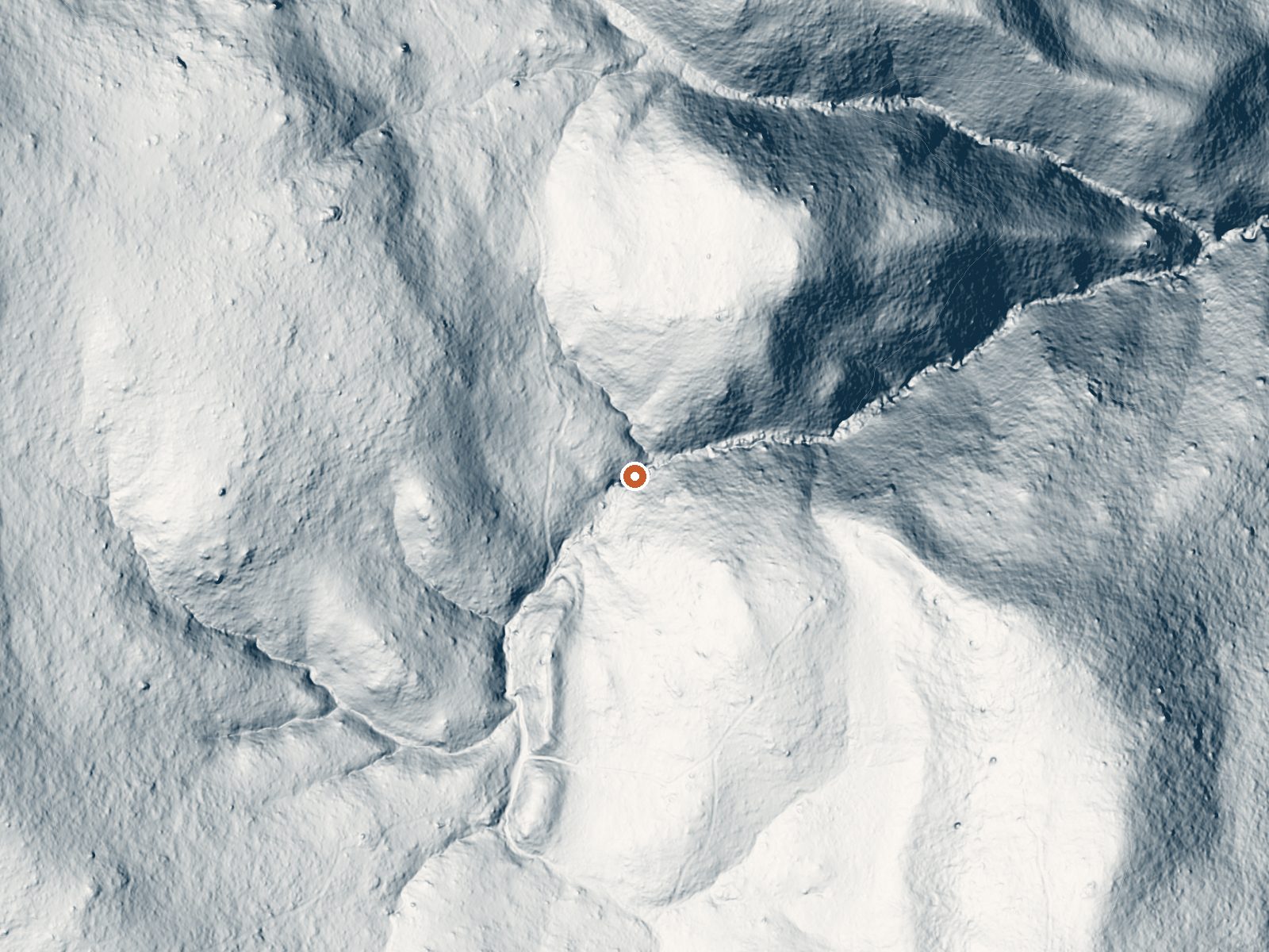LiDAR bare-earth view of the same ground around Pseudo Complexion Spring