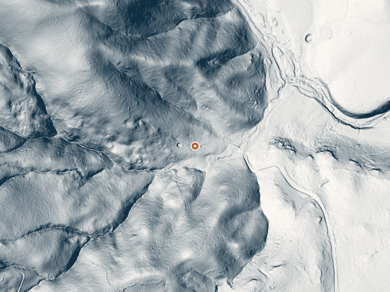 LiDAR bare-earth view of the same ground around Quigley Soda Spring