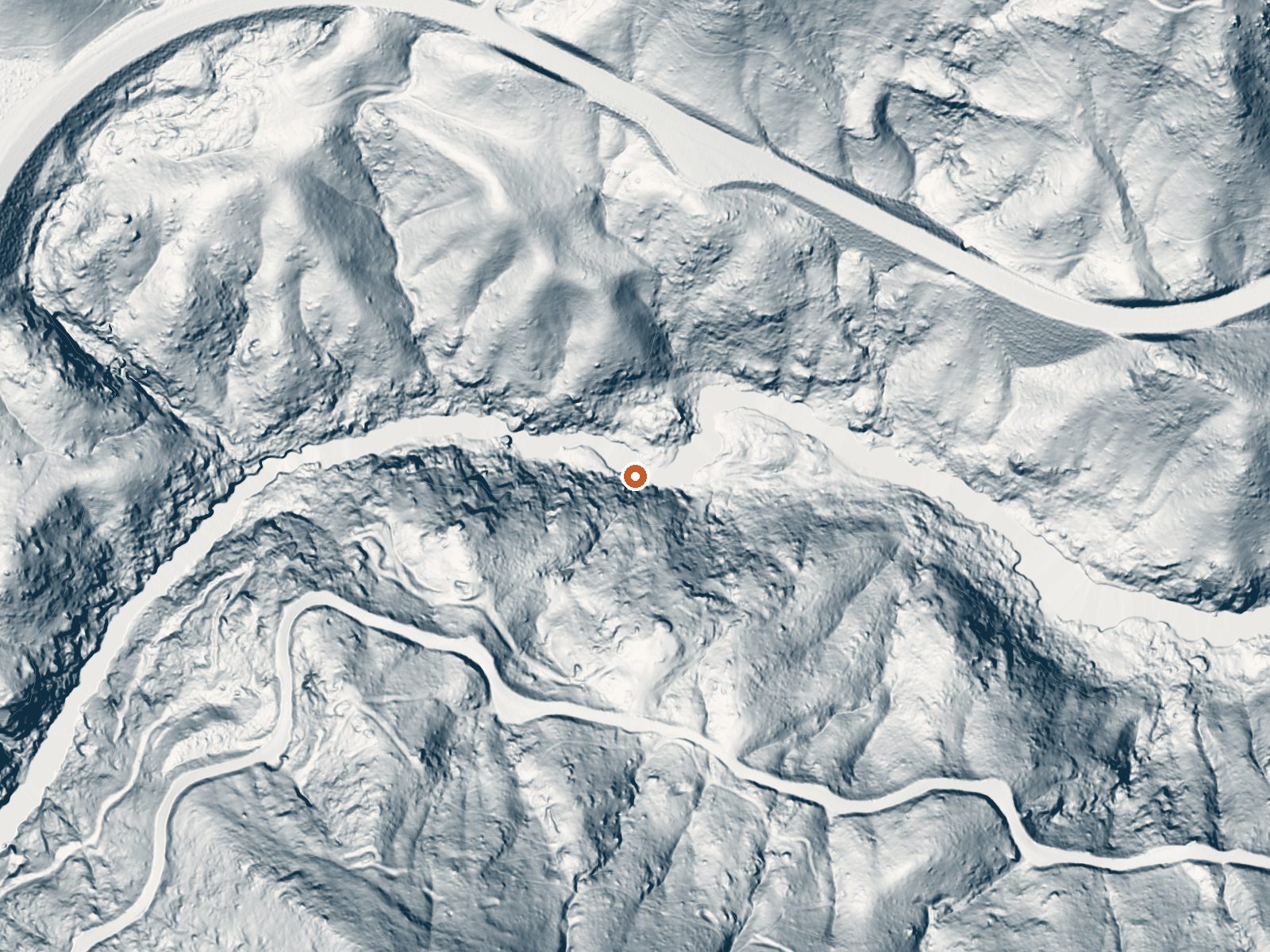 LiDAR bare-earth view of the same ground around Remington Hot Springs