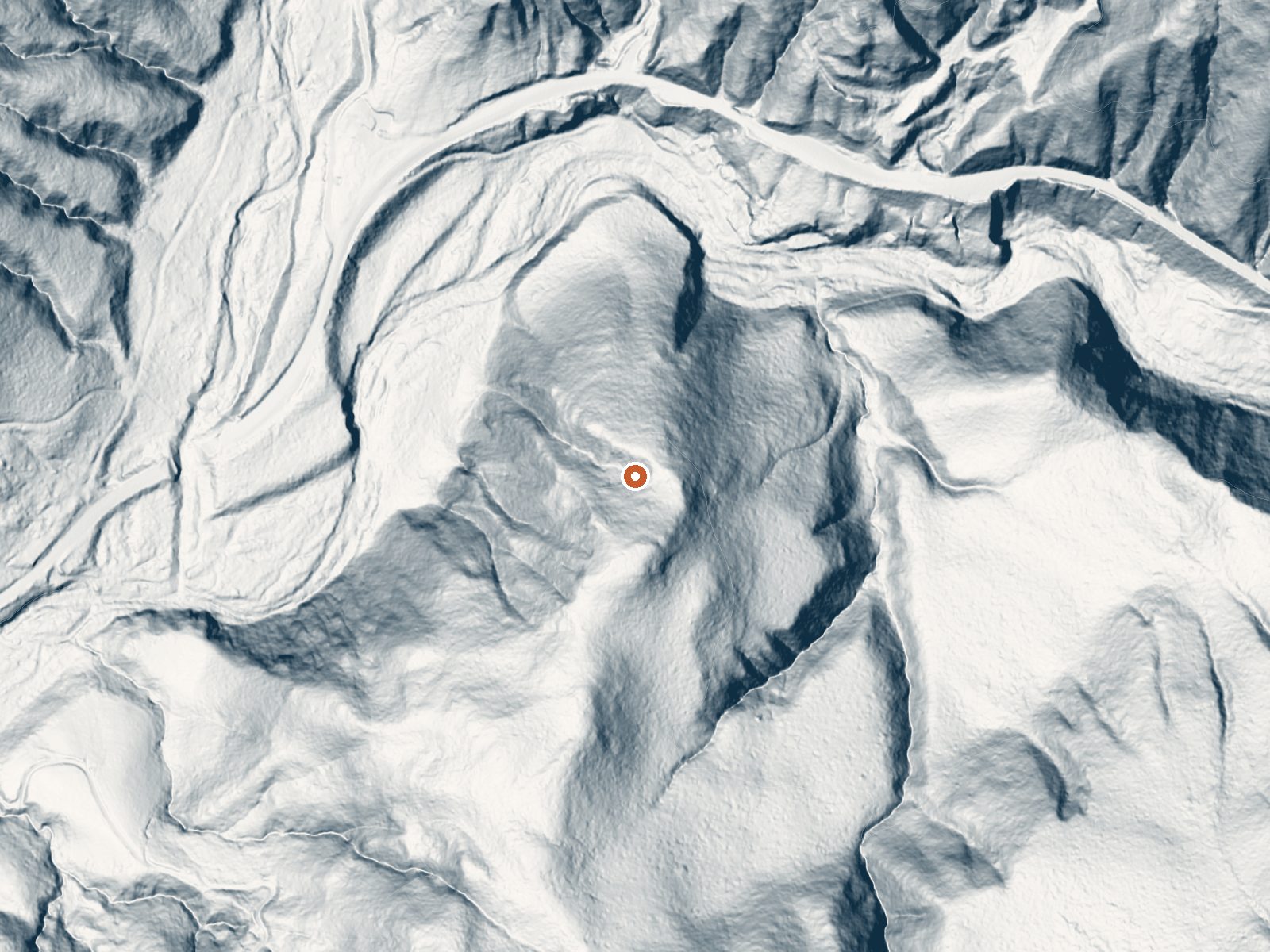 LiDAR bare-earth view of the same ground around San Juan Hot Springs