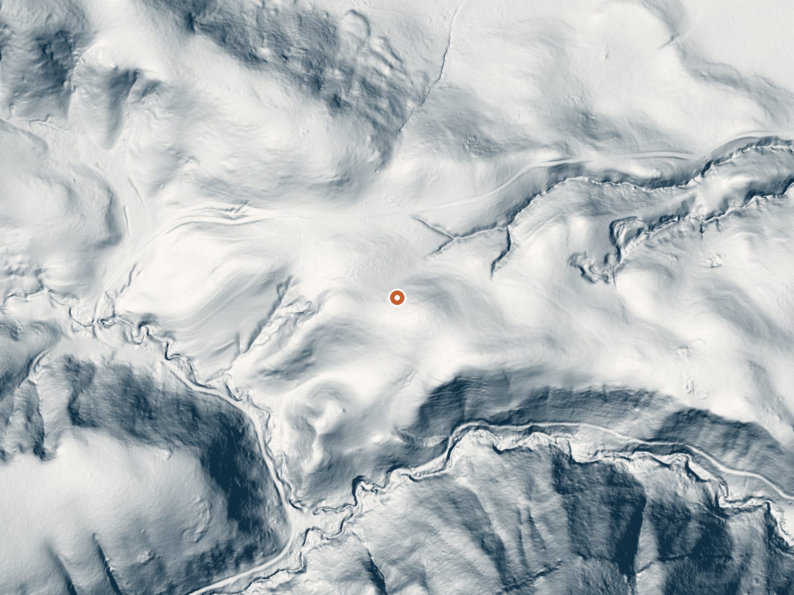 LiDAR bare-earth view of the same ground around Sargent Estate Warm Spring