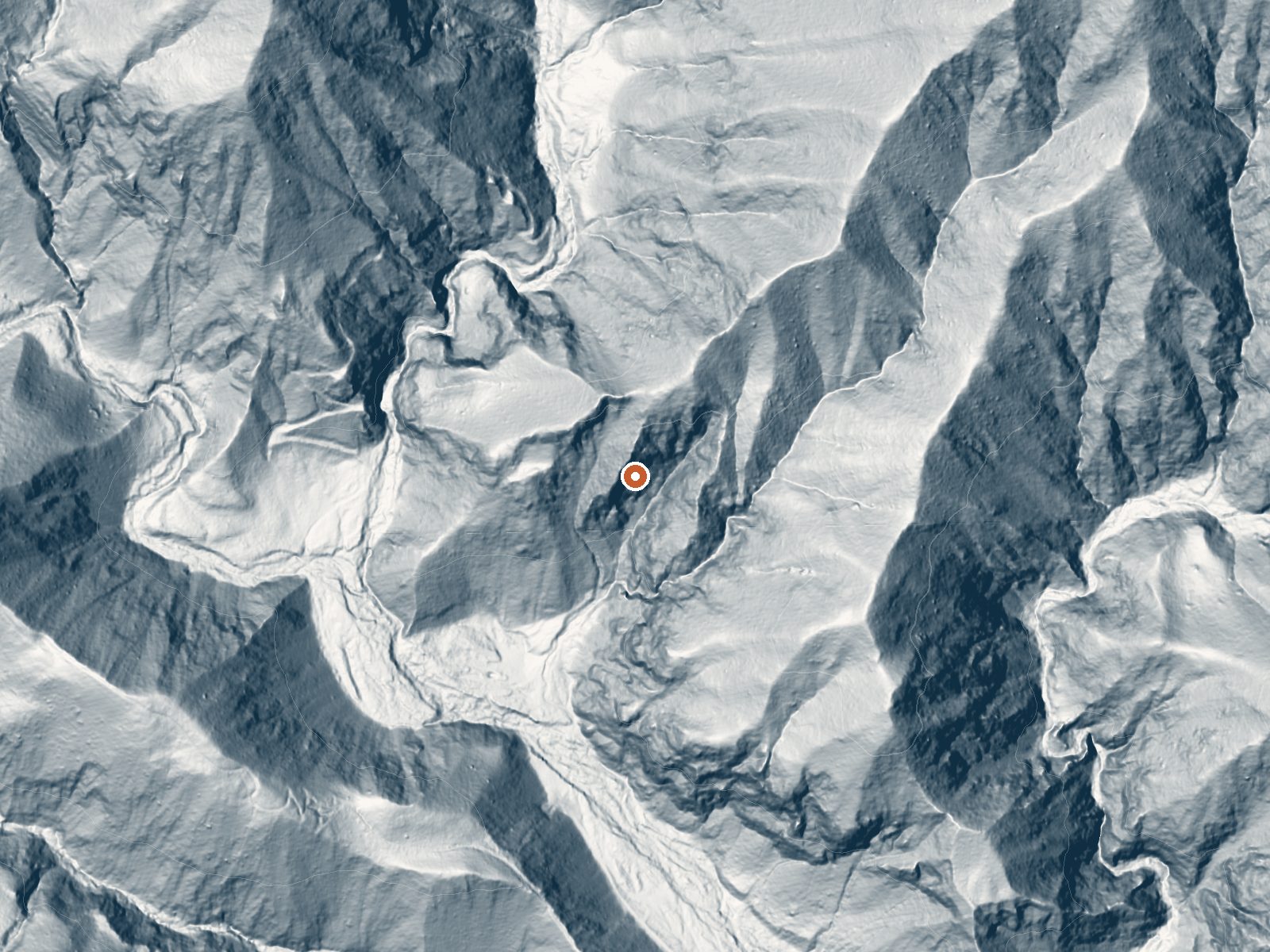 LiDAR bare-earth view of the same ground around Sespe Hot Springs