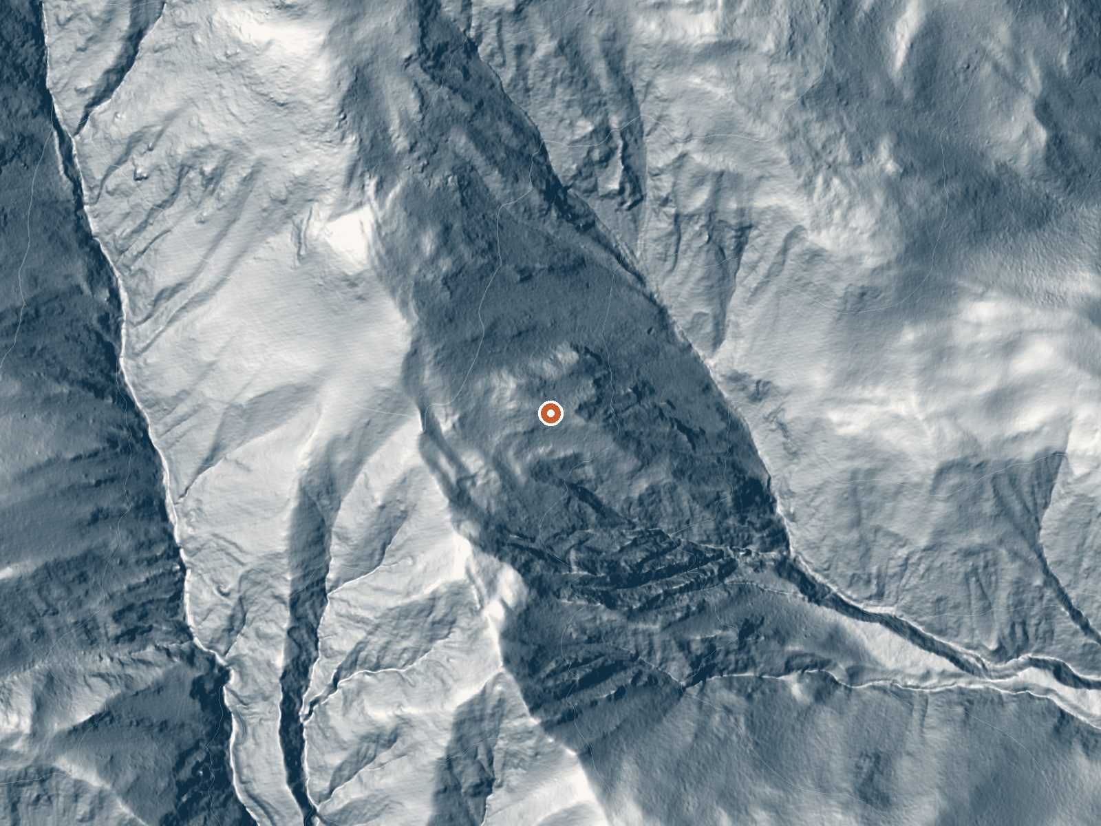 LiDAR bare-earth view of the same ground around Sespe Hot Springs