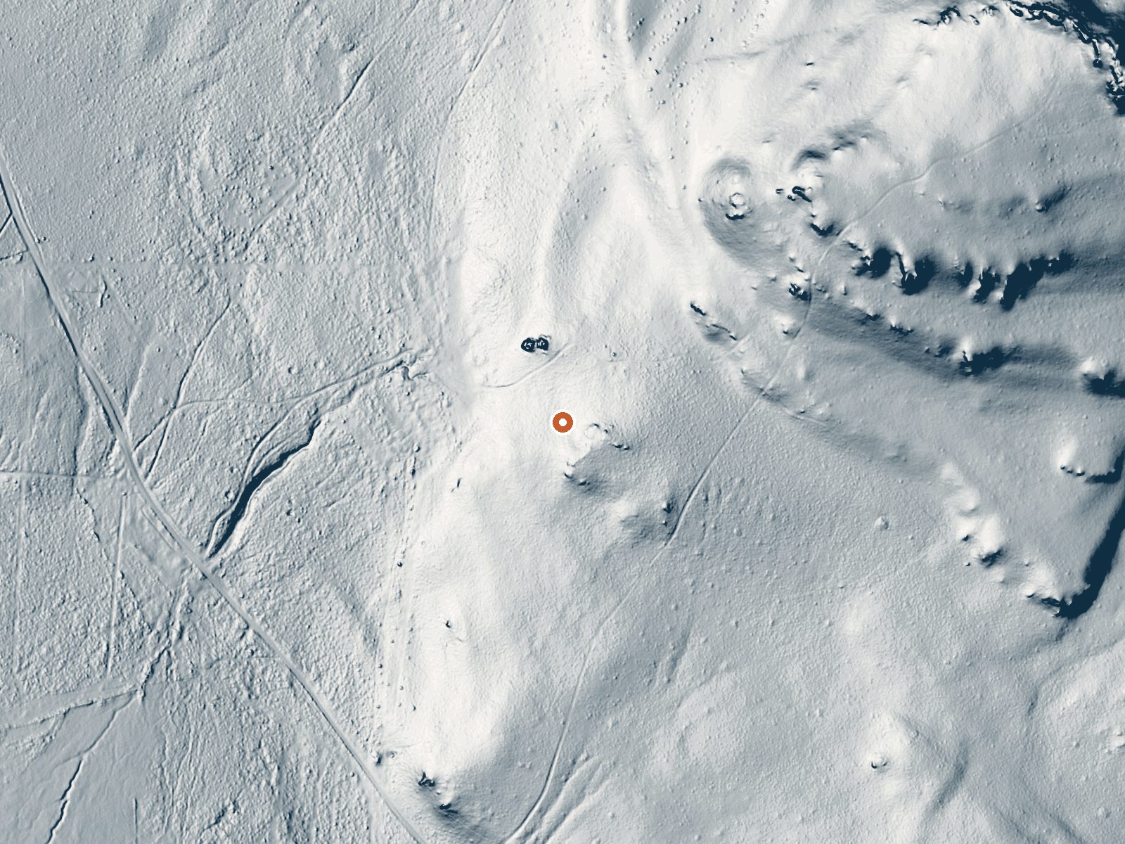 LiDAR bare-earth view of the same ground around Seyferth Hot Springs