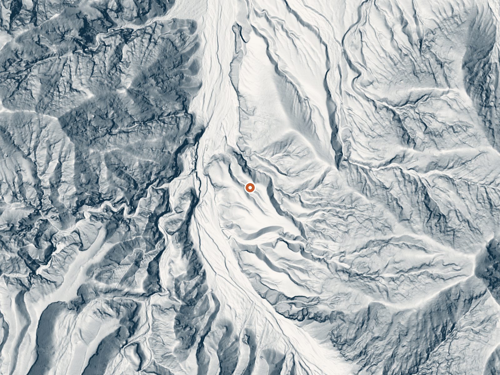 LiDAR bare-earth view of the same ground around Sheep Creek Spring