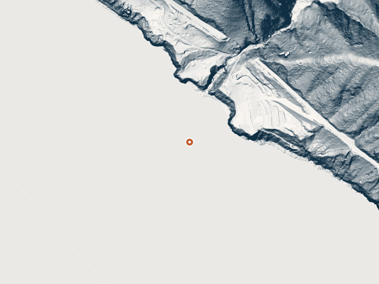 LiDAR bare-earth view of the same ground around Slates Hot Springs