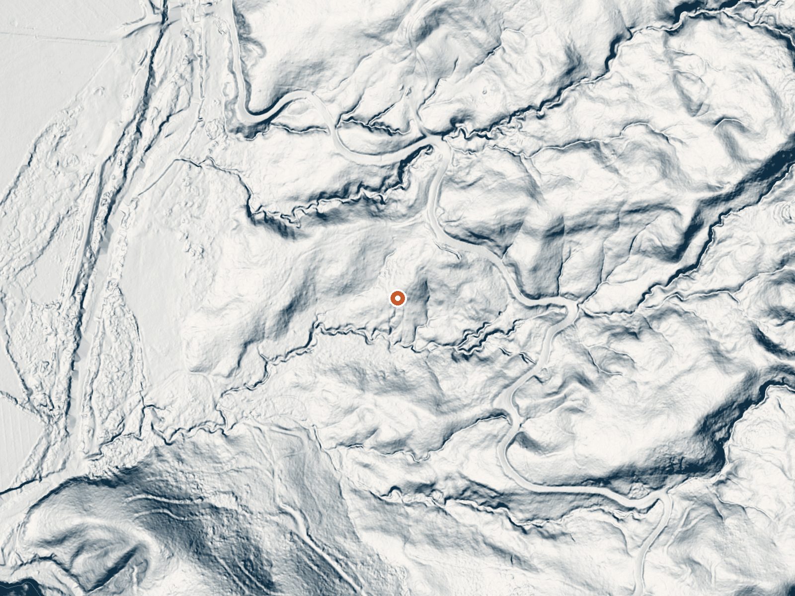 LiDAR bare-earth view of the same ground around Hunt Hot Spring