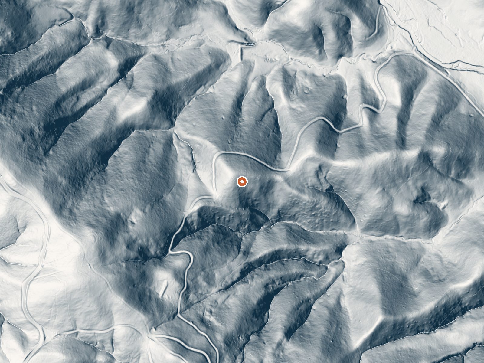 LiDAR bare-earth view of the same ground around Jones Fountain Of Life Spring