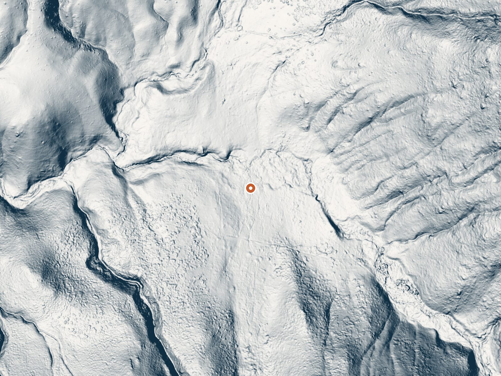 LiDAR bare-earth view of the same ground around Jordan Hot Springs